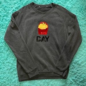 Bow & Drape + SPANX Grey FryDay Embroidered Sequin Crewneck Sweatshirt